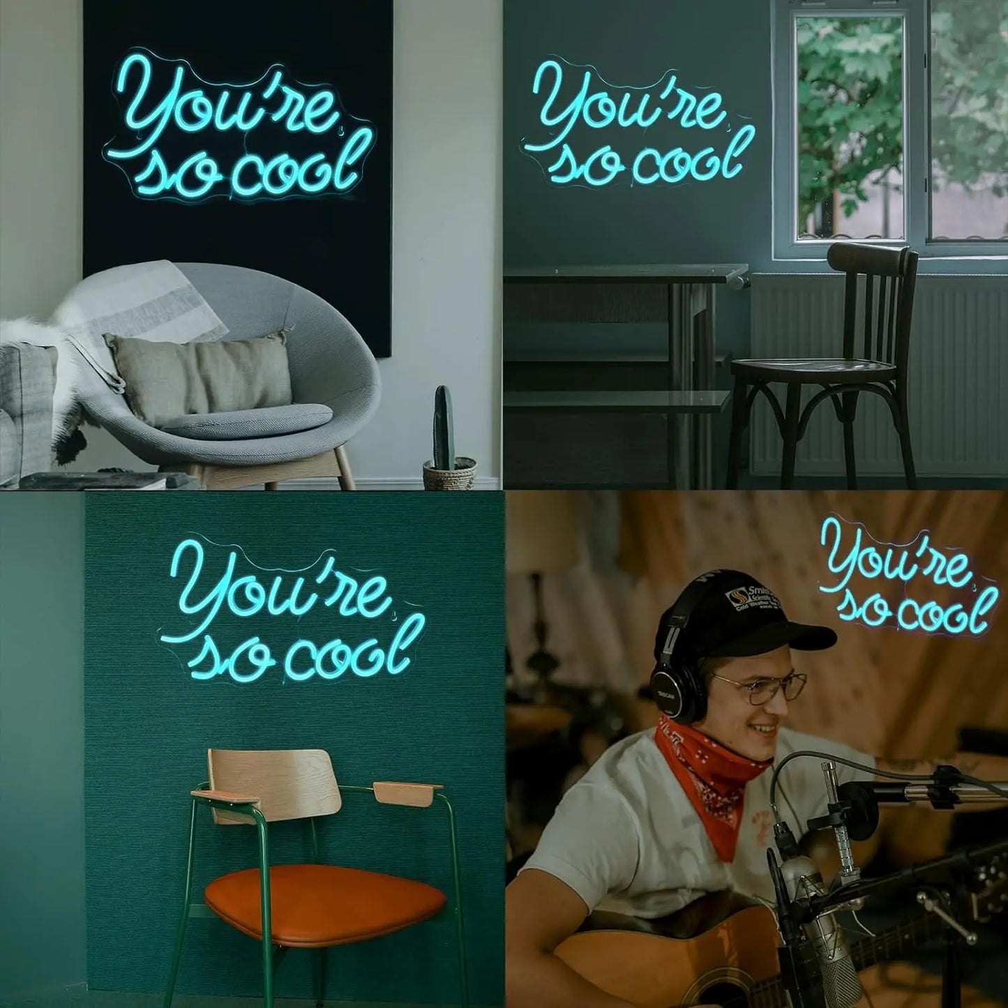 Insegna al neon LED USB 5V blu ghiaccio "Sei così cool" - Economica