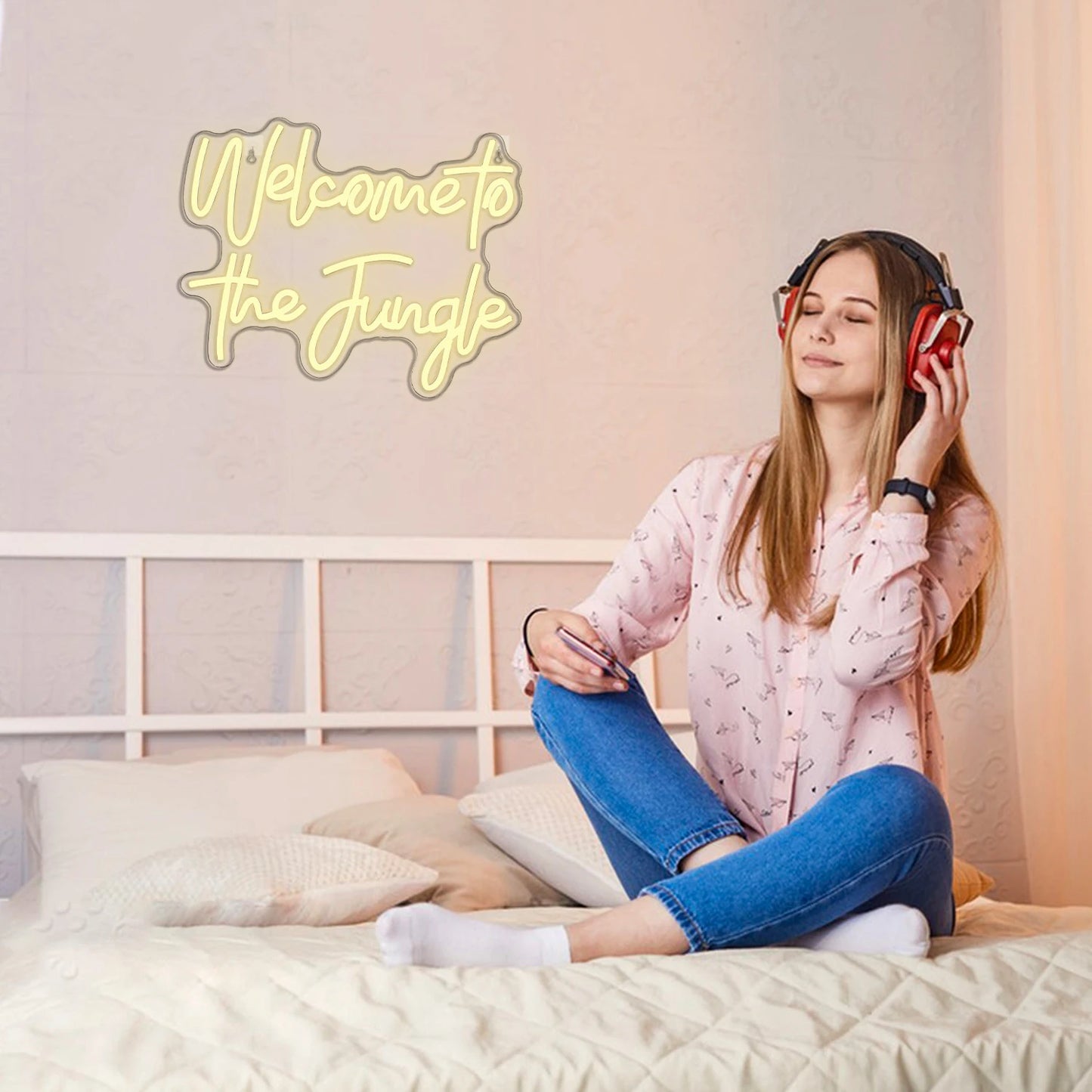 Bienvenido a la Jungla Letrero LED USB 5V - Económico