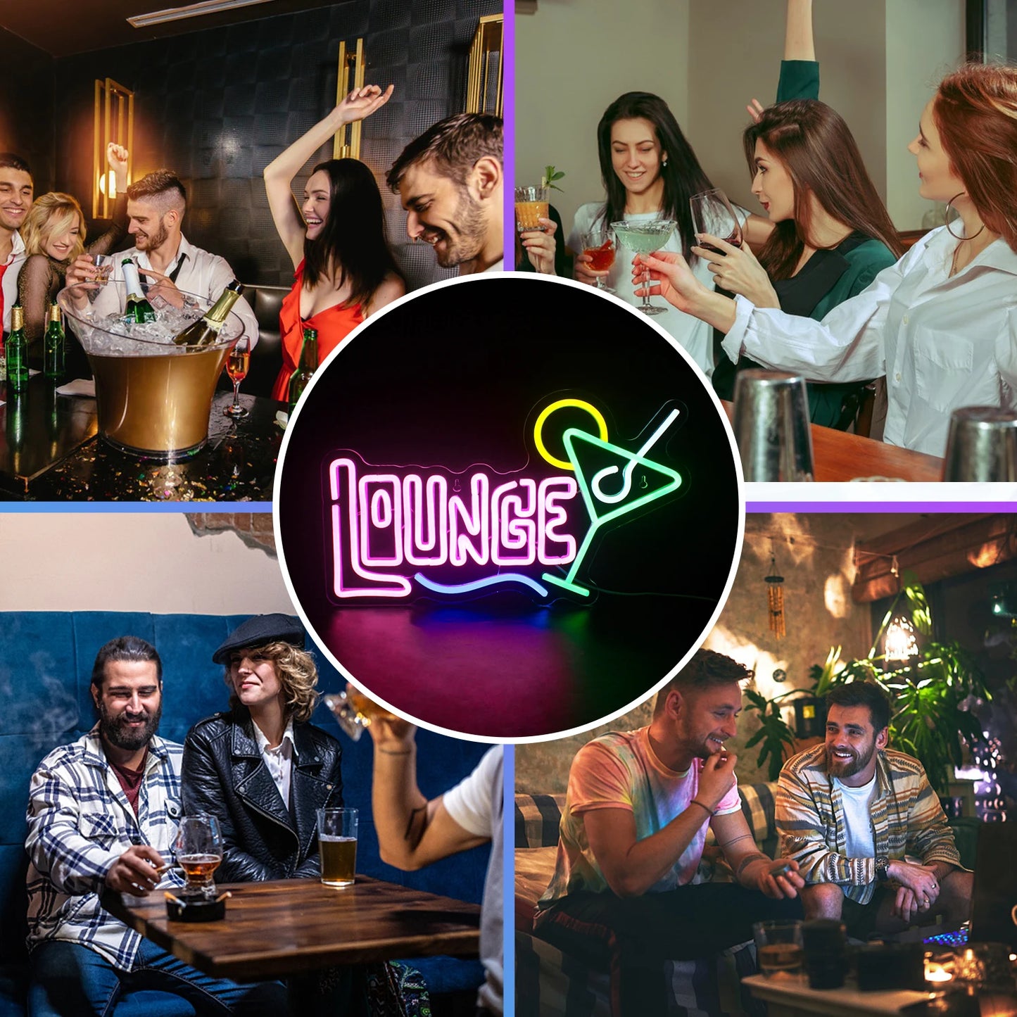 Cocktails Lounge 5 V USB LED-neoonmärk – eelarvesõbralik