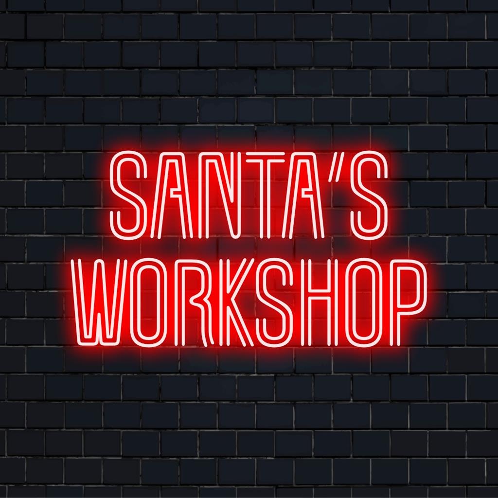 Jõuluvana Töötuba helendav LED-dekoor; ere erikujundusega neoonvalgusti, mis sobib suurepäraselt pidulikeks pühade tähistamiseks.