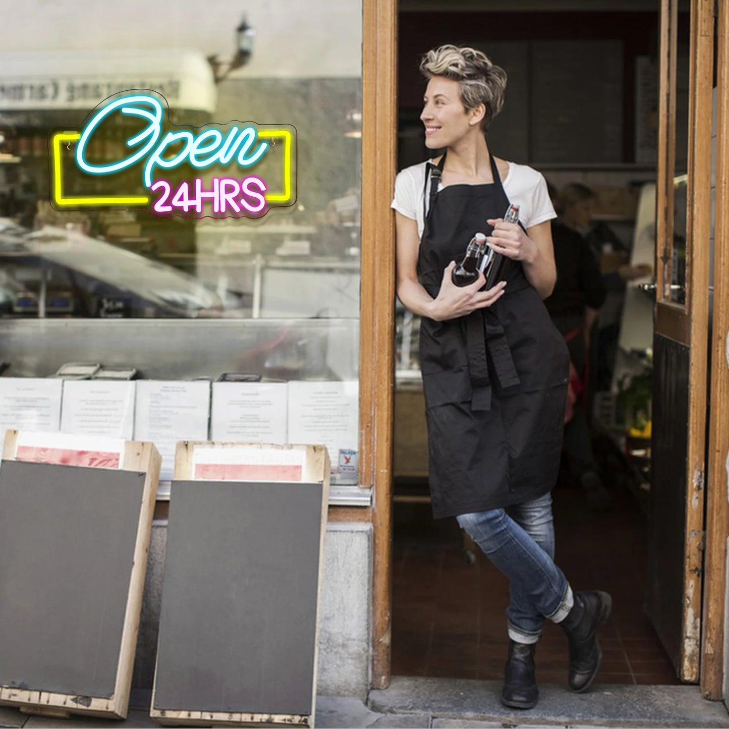 Insegna al neon LED USB 5V aperta 24 ore su 24 - Economica