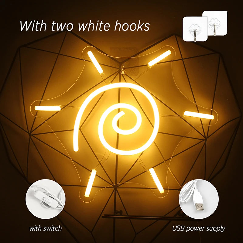 Teplý bílý LED světelný nápis Slunce 5V USB - Cenově dostupný