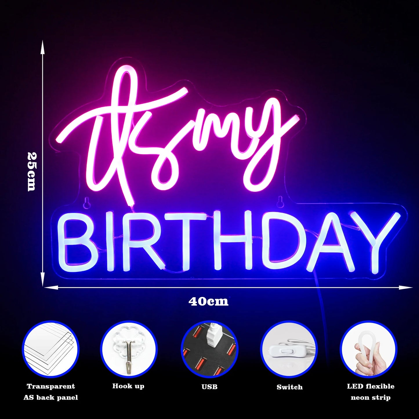 My Birthday 5V USB LED Neon Sign - Budget Friendly