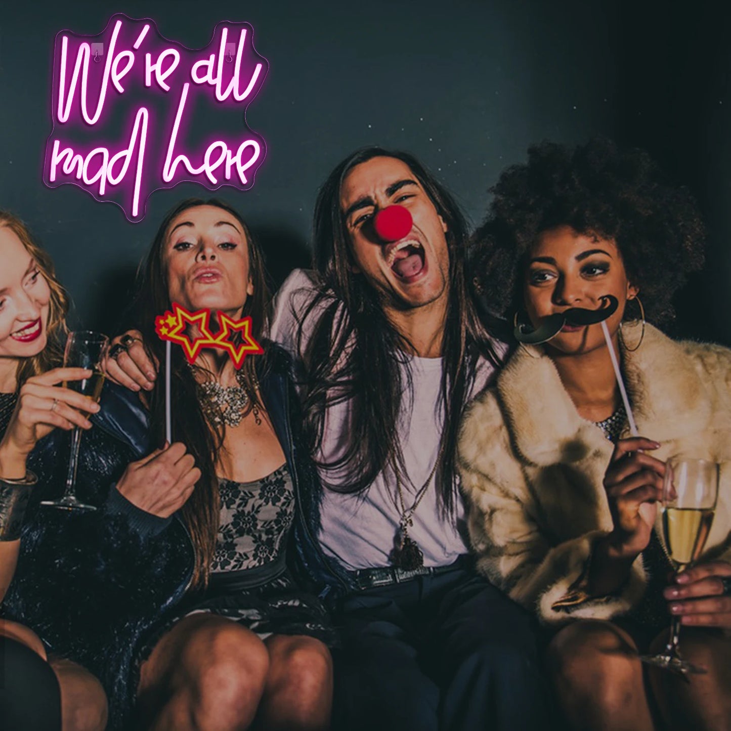 We're All Mad Here 5V USB LED Lysskilte - Budgetvenlig