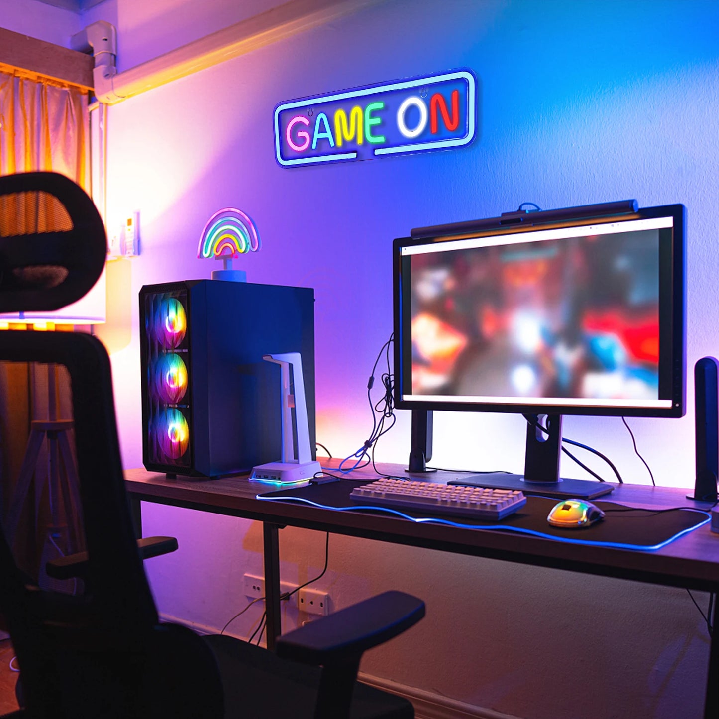 Enseigne LED USB 5V "Game On" - Économique