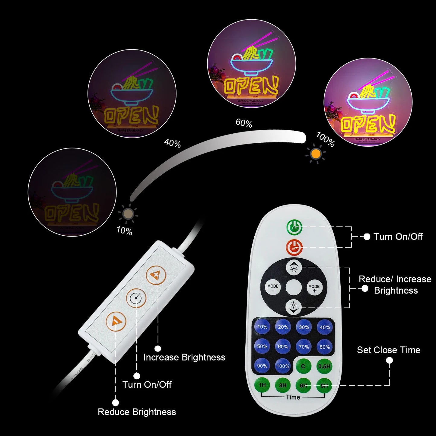 Otvoreni Ramen 5V USB LED neonski znak - povoljno