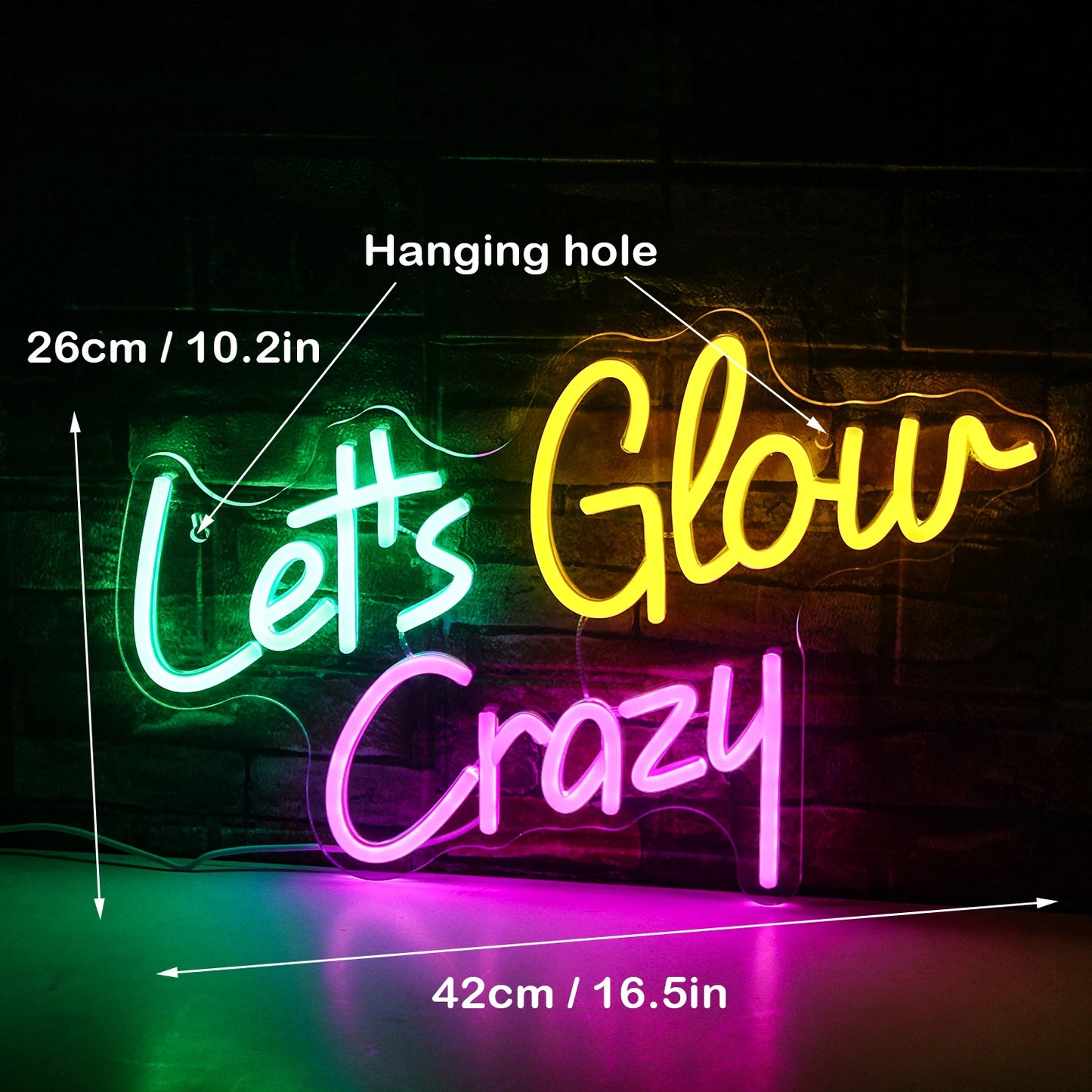 Let's Glow Crazy 5V USB LED Neon Sign - Budget Friendly