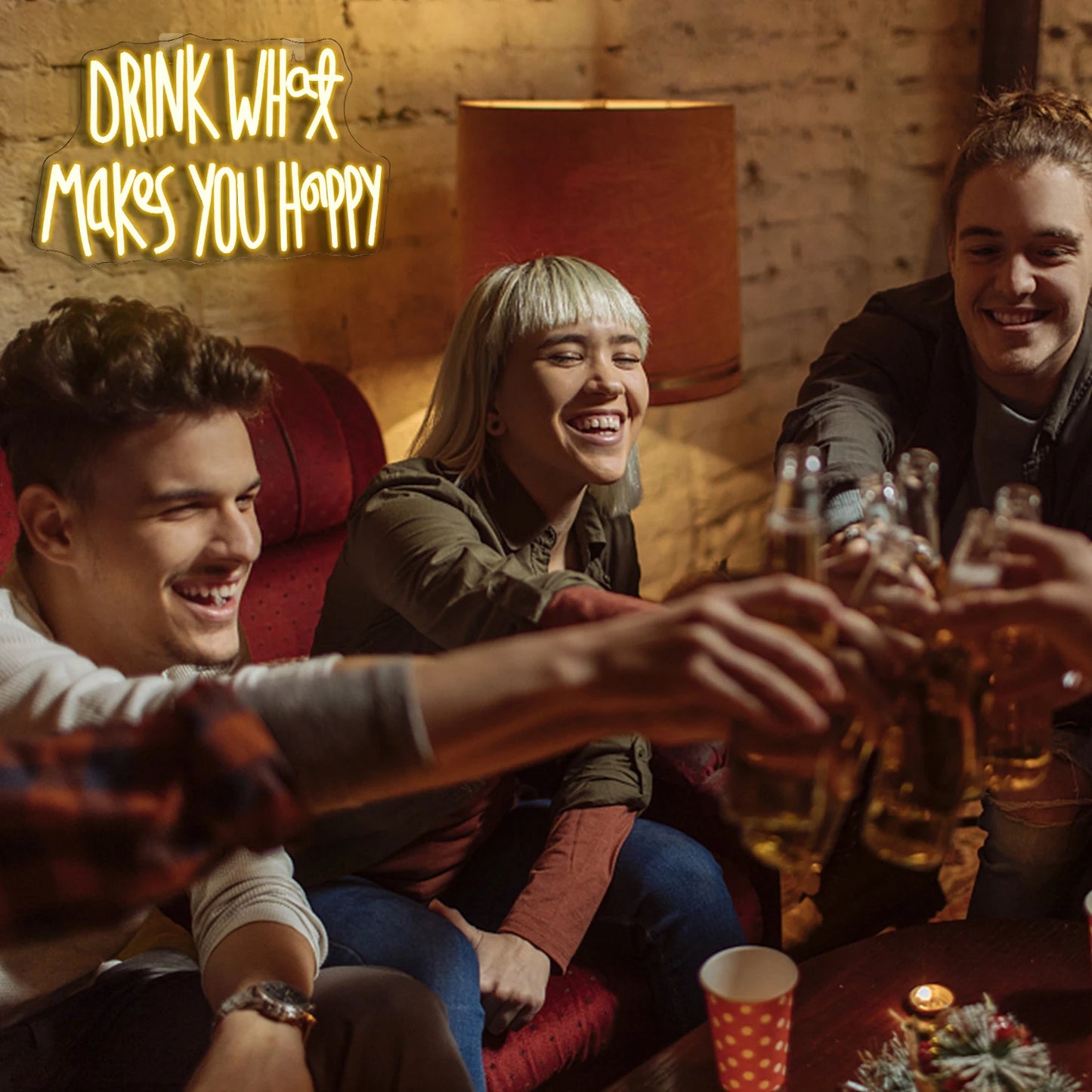 Drink What Makes You Happy 5V USB LED napis świetlny - Przyjazny dla budżetu