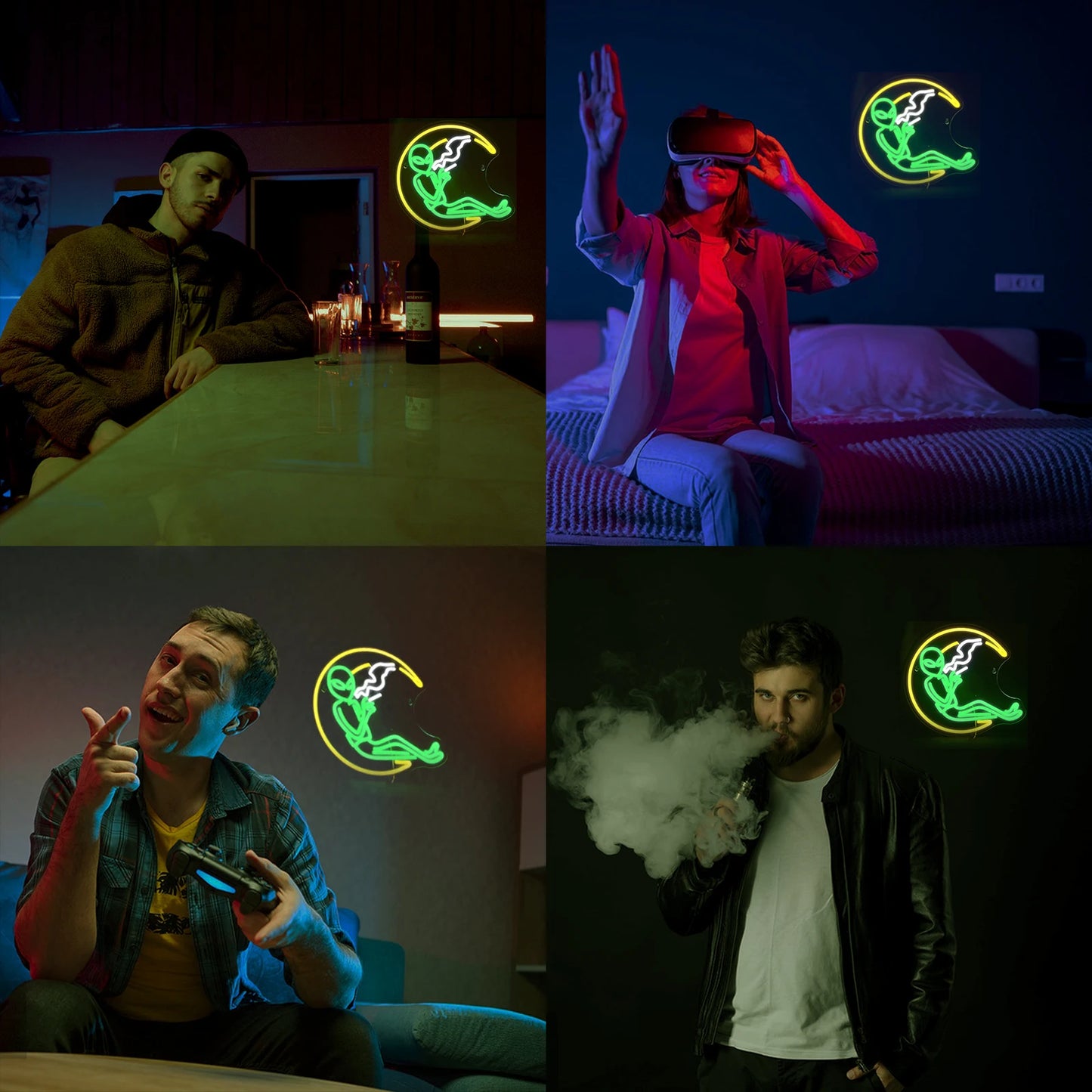 Neonowy Napis LED "Palący Księżycowy Kosmita" 5V USB - Przyjazny dla Budżetu