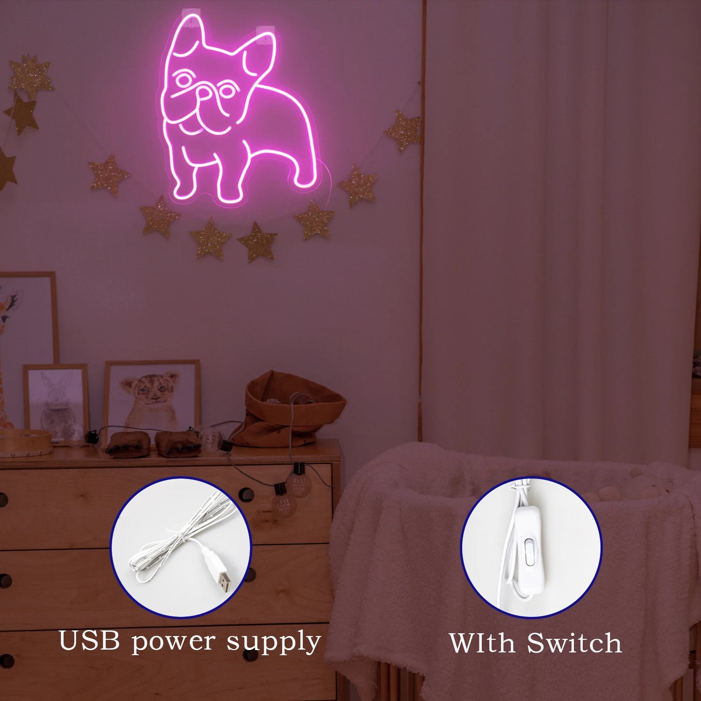 Koerroosa 5 V USB LED-neoonmärk – eelarvesõbralik