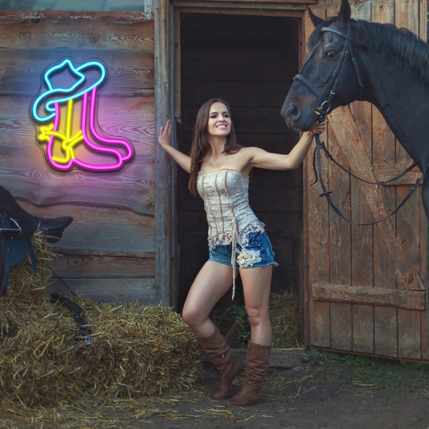 Cowboy Boot 5 V USB LED neoonmärk – eelarvesõbralik