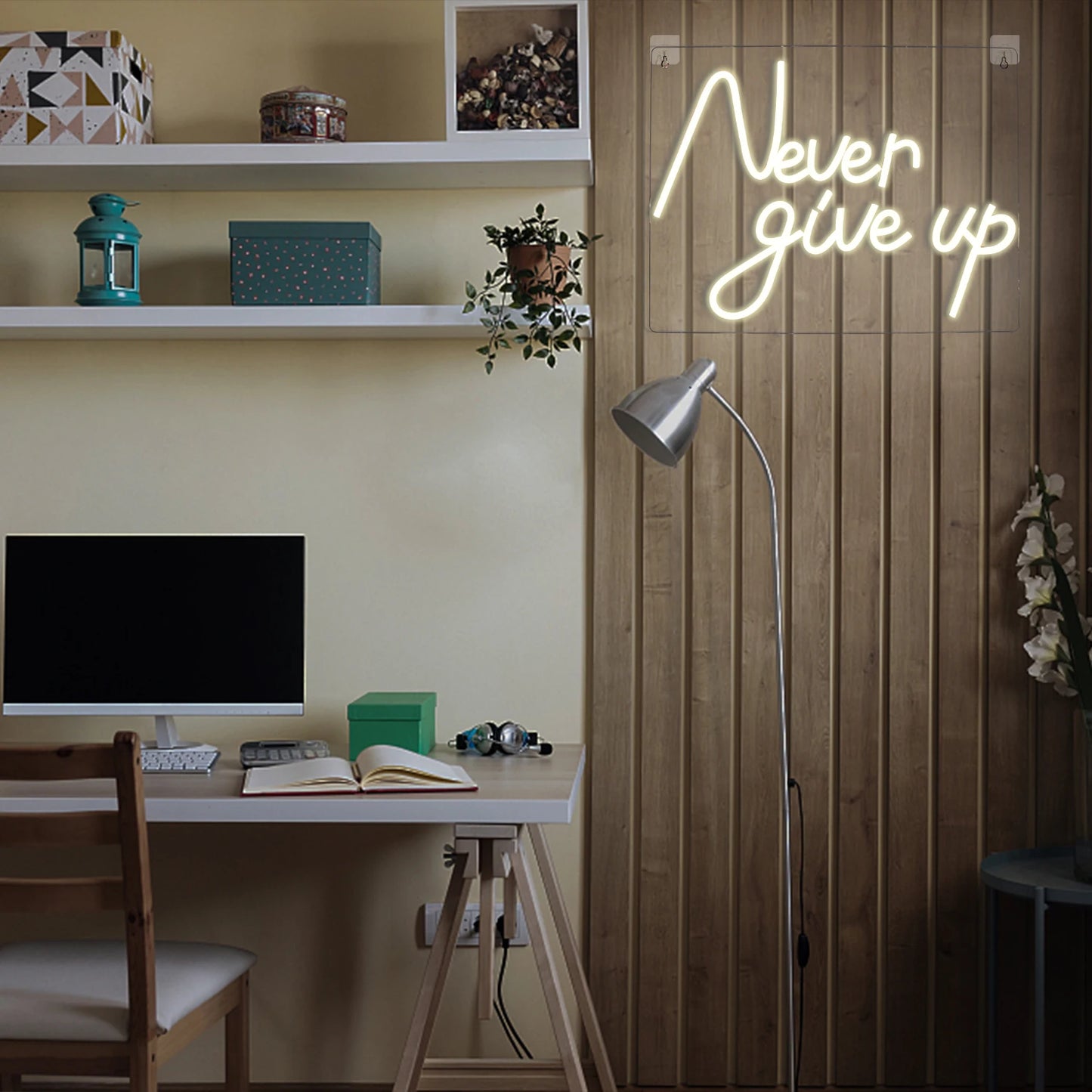 Cartel LED "Nunca te Rindas" 5V USB - Económico