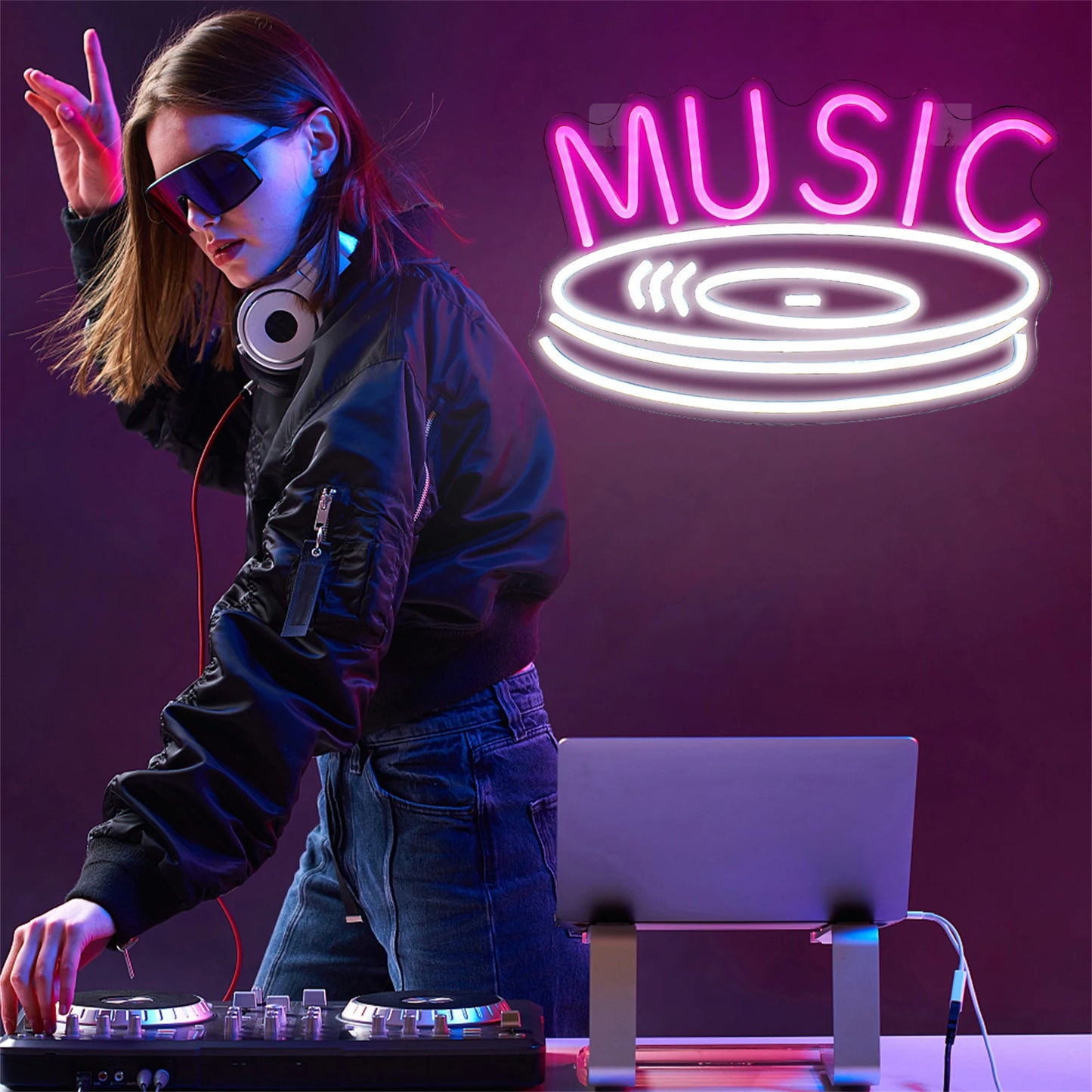 Theartneon Rótulo LED de Disco de Música 5V Mini USB - Económico