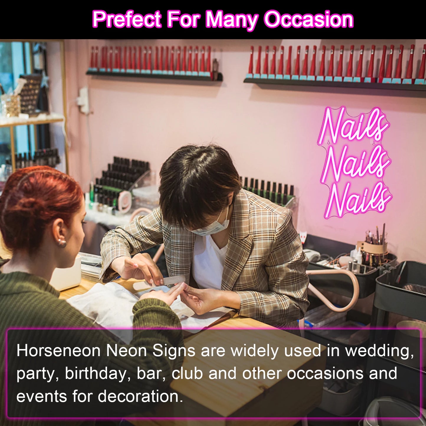 Letrero LED de Uñas 5V con USB - Económico