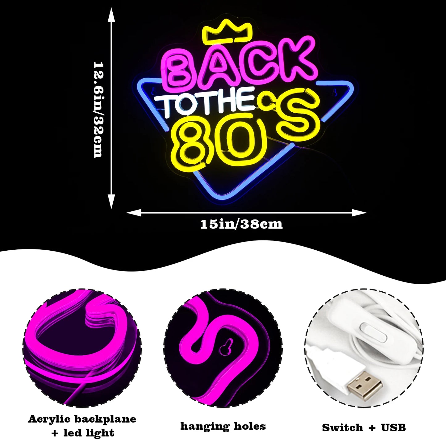 Vissza a '80-as évekbe 5V USB LED Neon Felirat - Pénztárcabarát