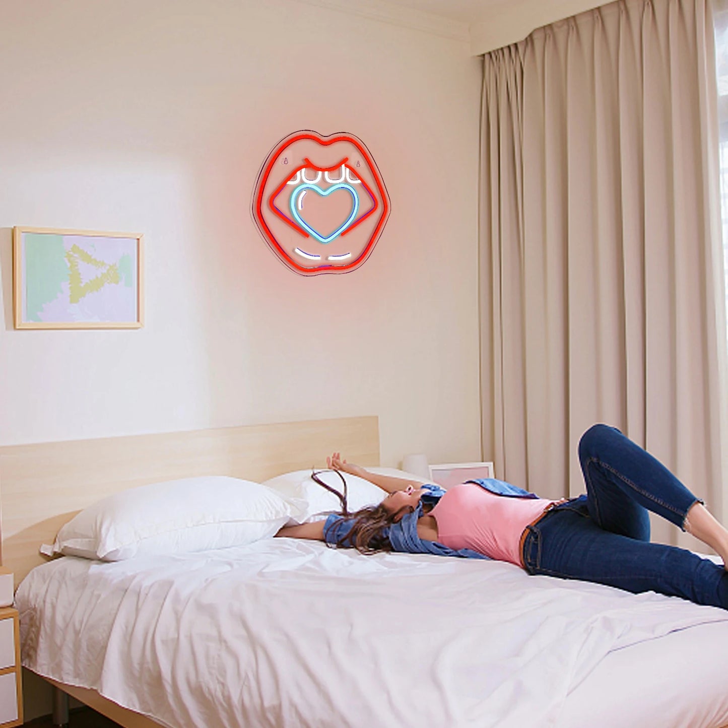 Lips Cuidando 5V USB Letrero LED - Económico