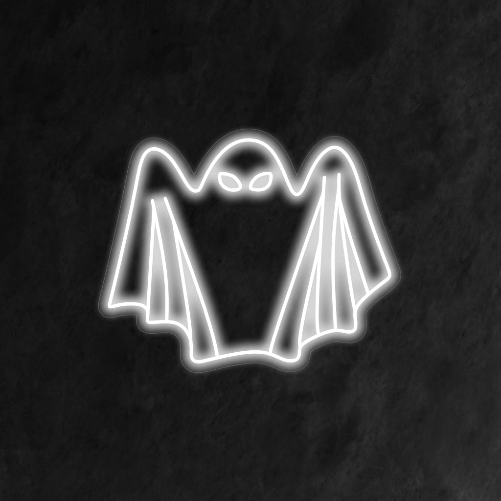 "Sheet Ghost Neon Sign" bringer en legende og uhyggelig stemning med sin klassiske spøgelsessilhuet, der oplyser dit rum med en festlig og uhyggelig glød.