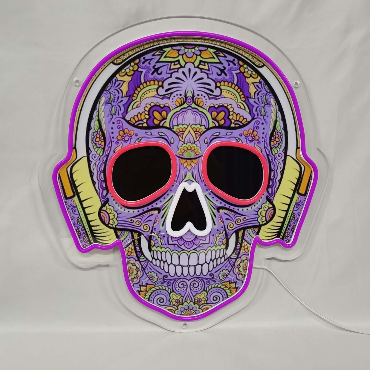 Lubanja sa slušalicama UV print LED neonski znak - Art Neon