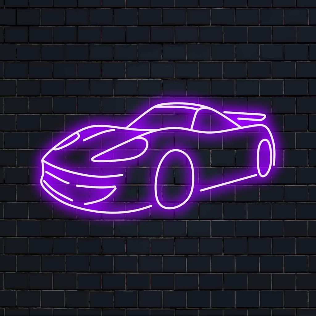 Sport Car 3 LED Neon επιγραφή με κομψό σχήμα αυτοκινήτου. τέλεια τέχνη τοίχου από νέον για τους λάτρεις του αυτοκινήτου.