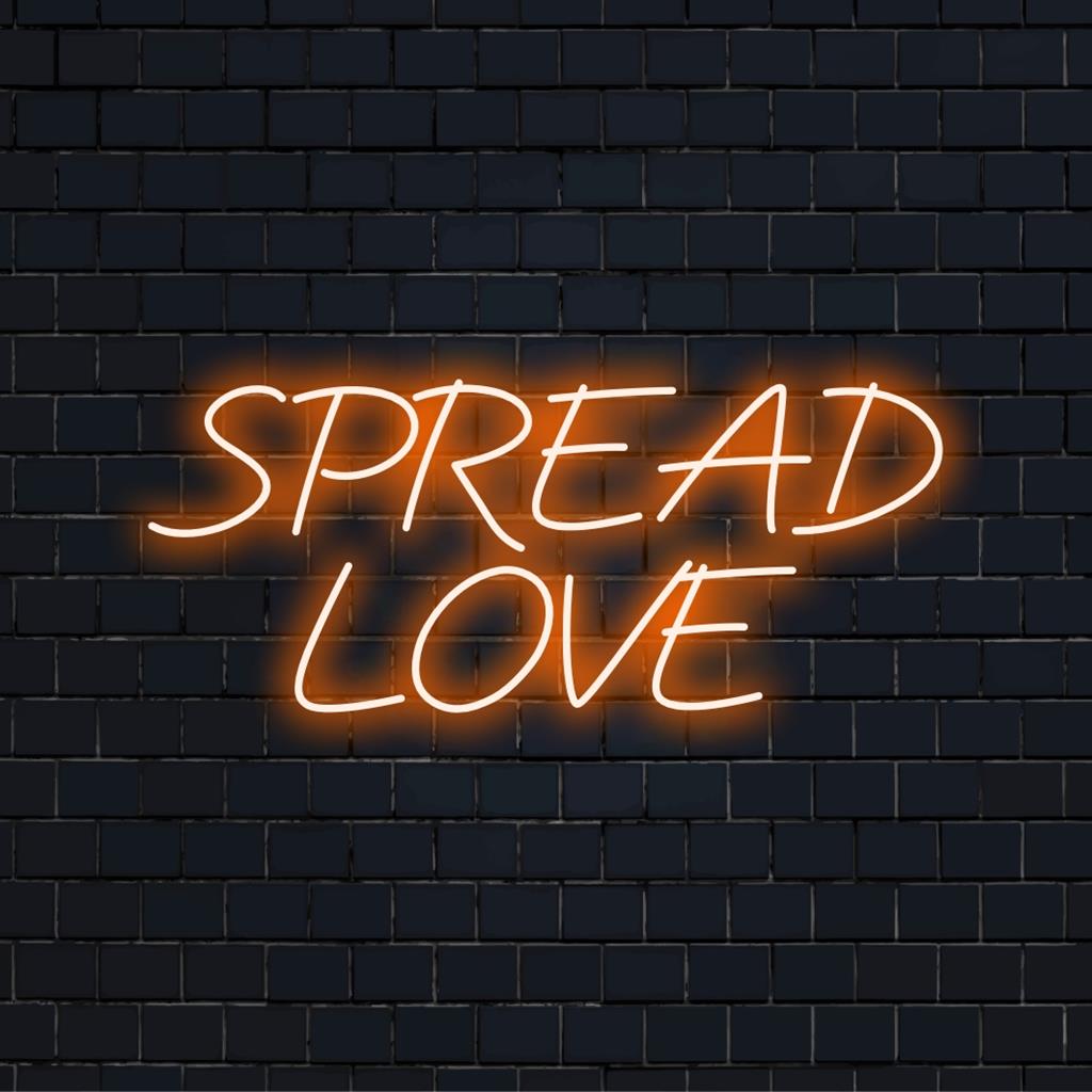 Vlastní personalizovaný LED neonový nápis s nápisem Spread Love a hřejivě zářící, ideální pro výzdobu neonových světel a atmosféru.