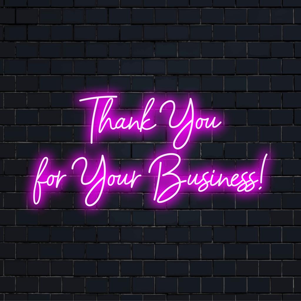 Προσαρμοσμένη επιγραφή LED νέον με εξατομικευμένο Ευχαριστώ για την Επιχείρησή σας! μήνυμα, ιδανικό για μοναδική διακόσμηση με φως νέον.
