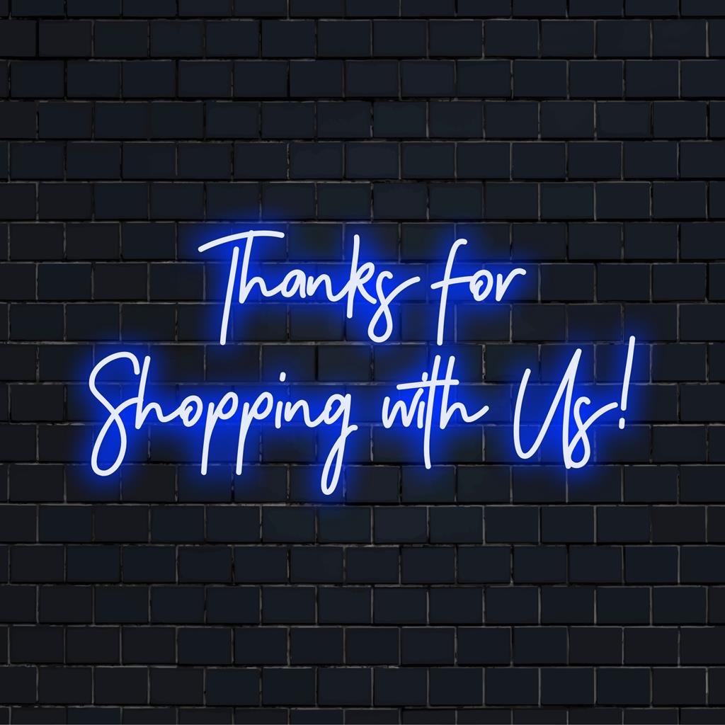 Προσαρμοσμένη πινακίδα νέον LED που λέει Ευχαριστώ για τις αγορές μαζί μας! Τέλεια διακόσμηση με φως νέον για καταστήματα ή επιχειρήσεις.