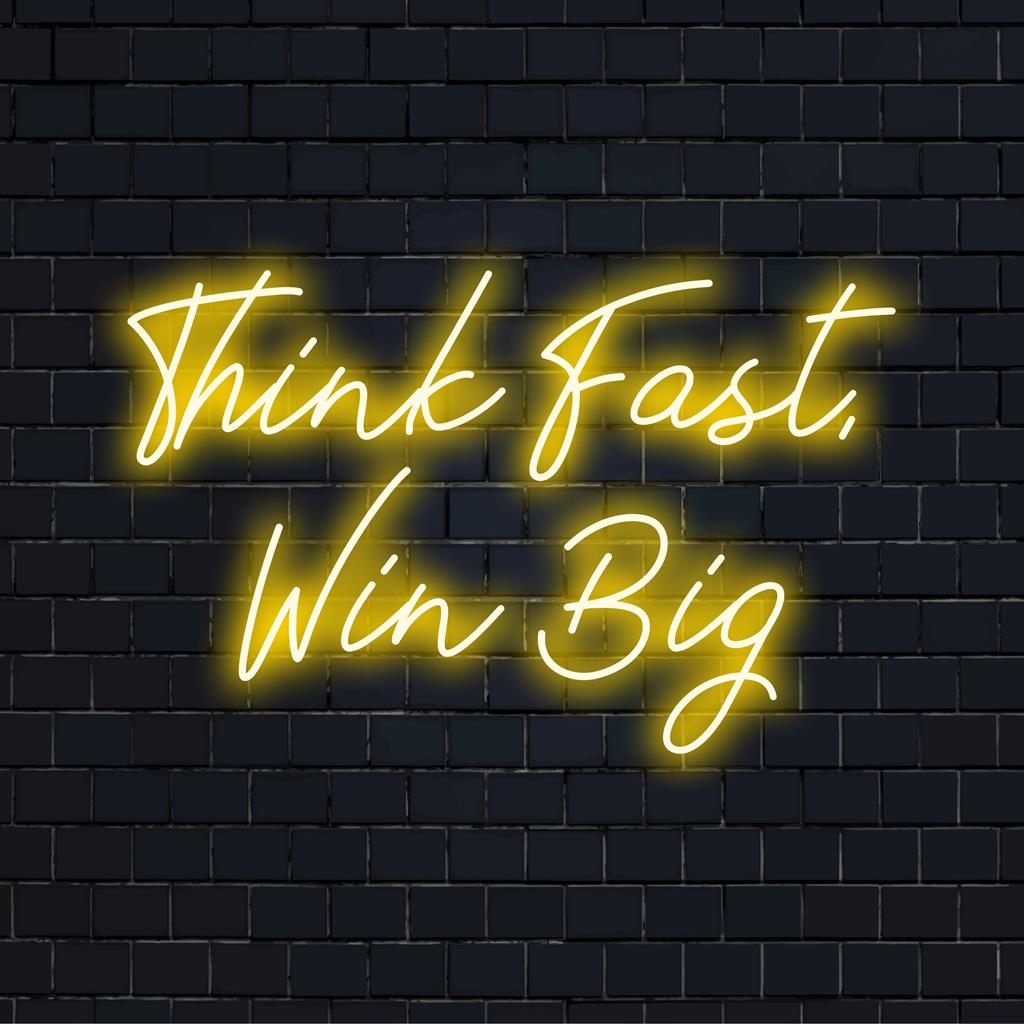 Προσαρμόσιμη φωτεινή επιγραφή LED με Think Fast Win Big, ιδανική για κομψή, παρακινητική διακόσμηση σε κάθε χώρο.
