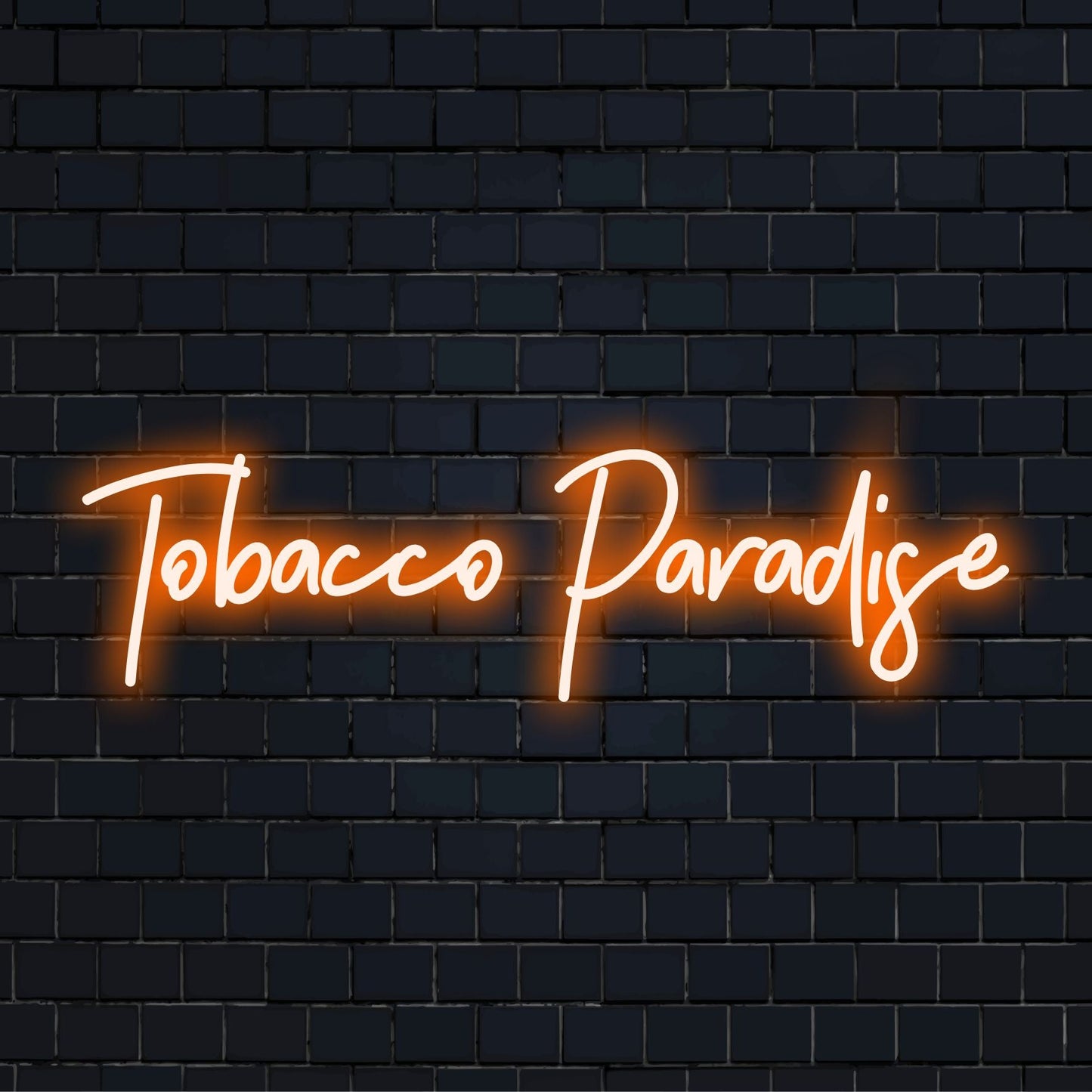 Jaskrawy neon LED rozświetla napis „Tobacco Paradise”, łącząc artystyczną elegancję z nowoczesnym wystrojem wykonanym przy użyciu świateł neonowych.