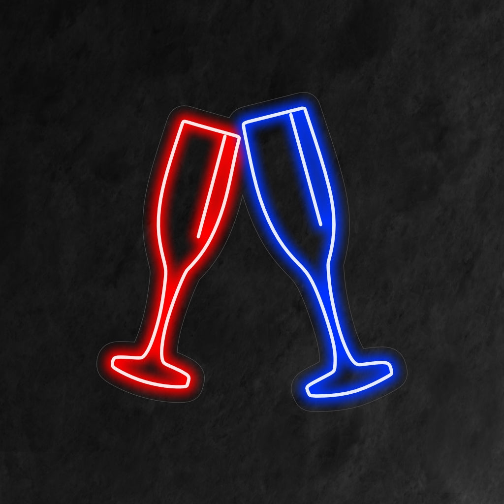 Το "Two Champagne Glasses Neon Sign" είναι μια εκλεπτυσμένη και εορταστική προσθήκη στο εσωτερικό σας. Ένα φως νέον που συμβολίζει την κομψότητα και τοστ για ειδικές περιστάσεις.