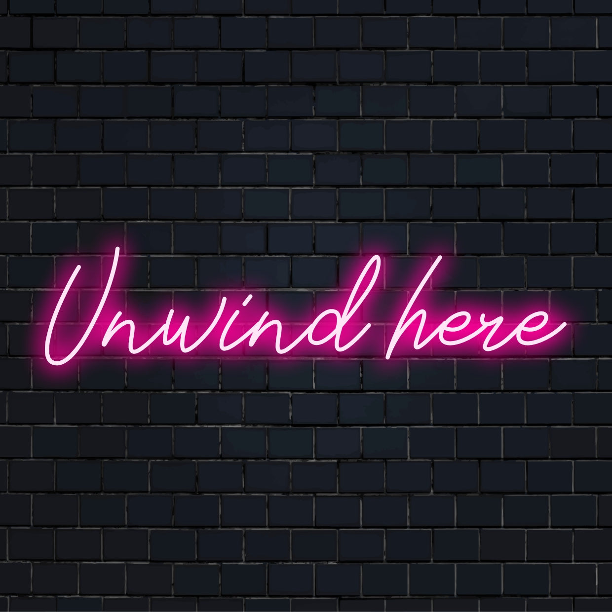 Niestandardowy neon LED z napisem „Unwind Here”; idealna dekoracja ścienna z neonów, która stworzy relaksującą atmosferę.