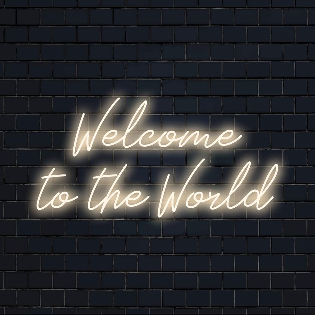 Welcome LED neon sign featuring a warm invitation, ideal neon light decor for any space. Custom made to brighten your world.