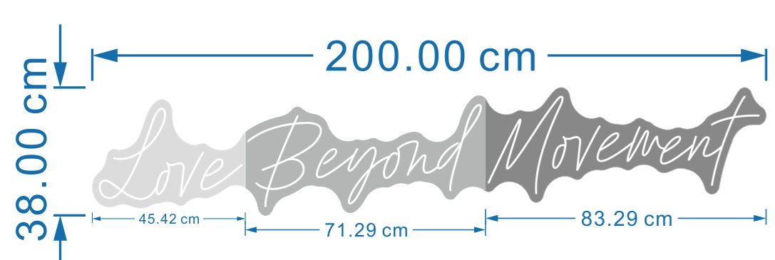 Love Beyond Movement – räätälöity neonkyltti (200 × 38 cm)