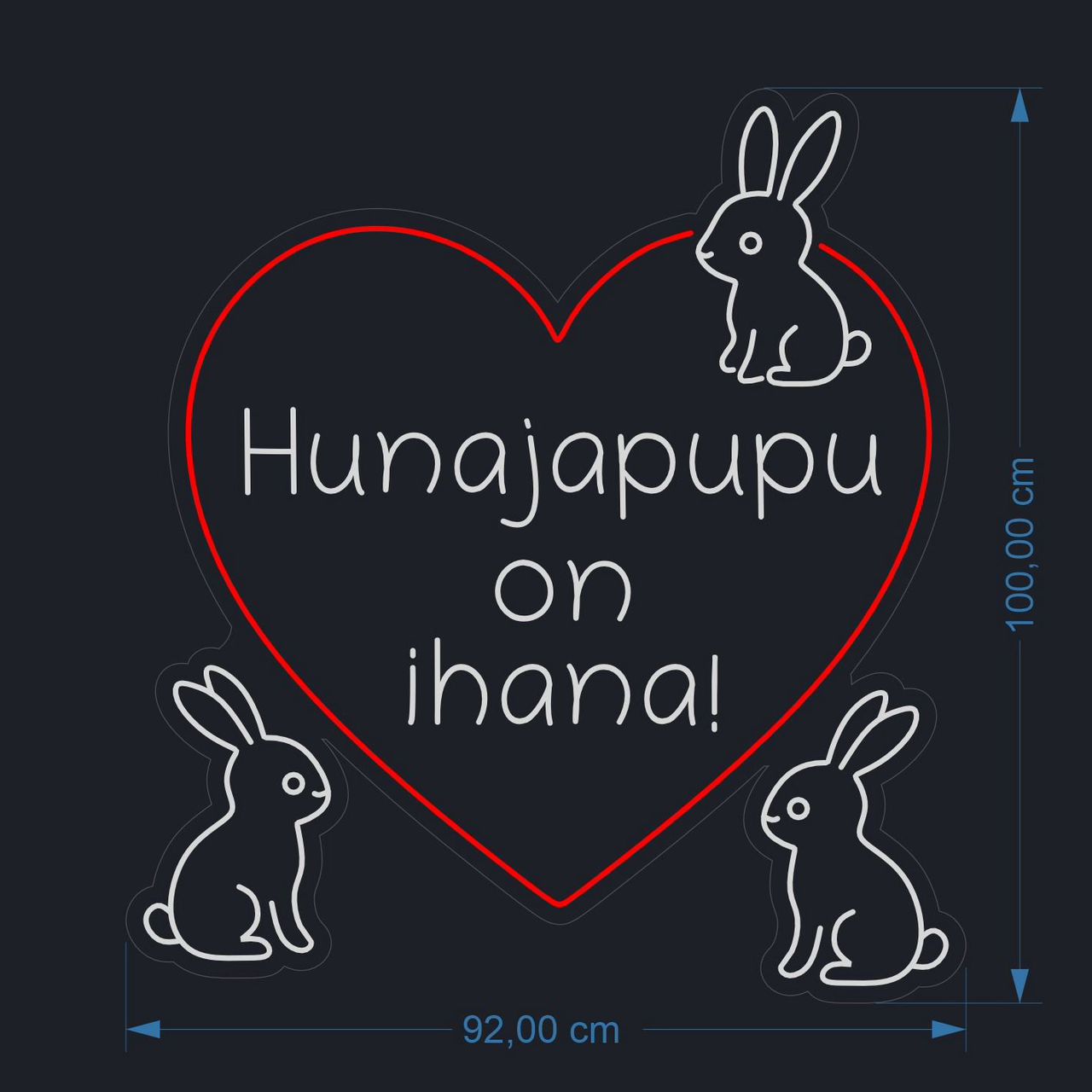 Hunajapupu on nuostabi! – neonkylti (100 × 92 cm)