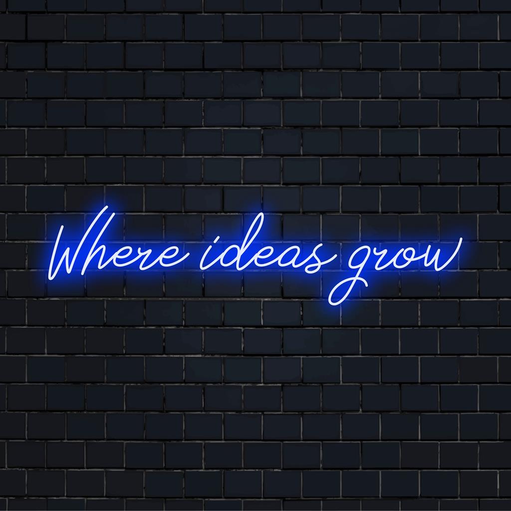 Προσαρμοσμένη λυχνία LED Where Ideas Grow πινακίδα νέον. μαγευτική τέχνη τοίχου από νέον για έμπνευση, εξατομικευμένη διακόσμηση φωτισμού για δημιουργικότητα.