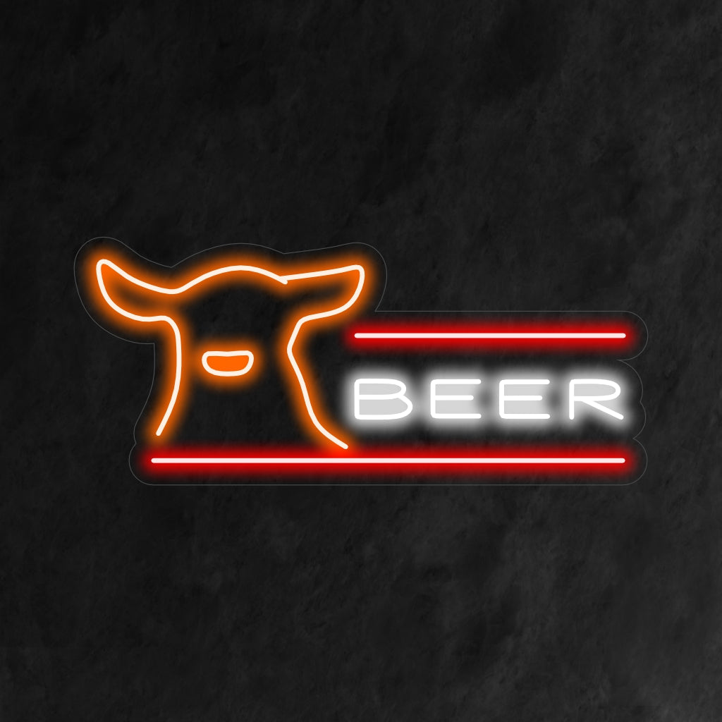 Προσαρμοσμένη πινακίδα νέον LED Beer and Deer με ζωντανή διακόσμηση με φως νέον. ιδανικό για τέχνη τοίχου μπαρ ή καμπίνας.