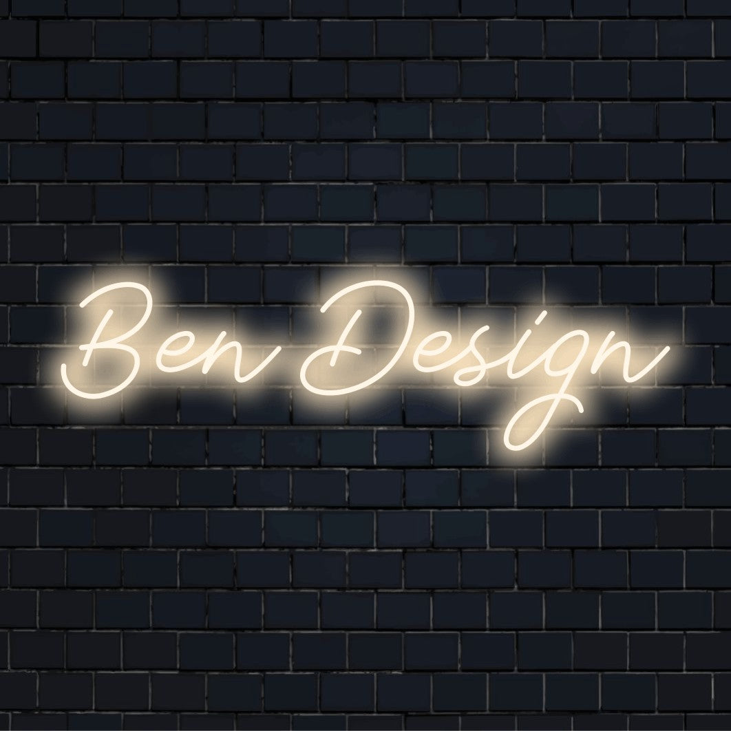 Ben Design Personalized LED Neon Sign, bright neon glow on dark brick background