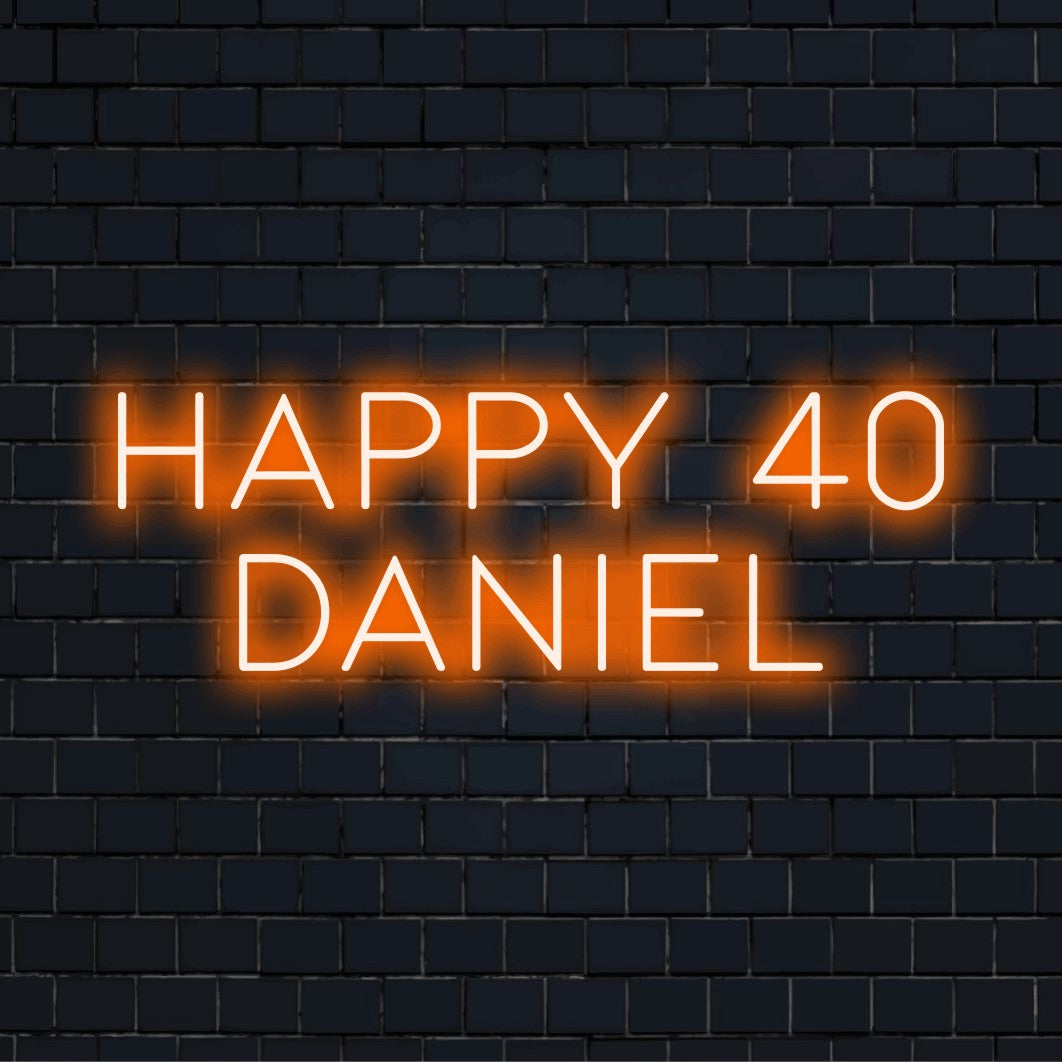 Happy 40 Daniel Custom Name Neon Sign Custom Light The Art Neon Happy 40 Daniel Custom Name Neon Sign Custom Light The Art Neon