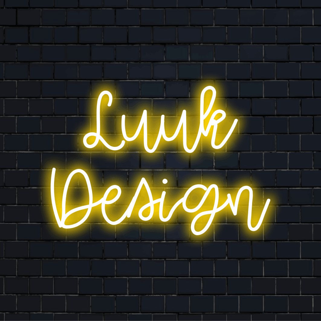 Luuk Design Custom Name Neon Sign, glowing wall decor against brick backdrop