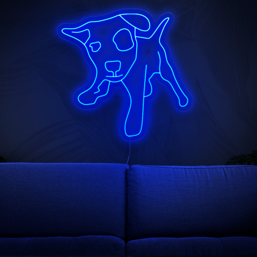 Semnul neon pitbull este un plus îndrăzneț pentru decorul cu tematică câine, luminând cu o lumină puternică și captivantă.