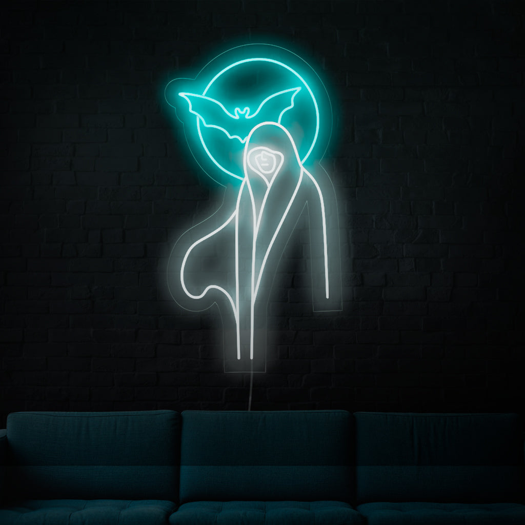 Handmade white lady ghosts neon sign, a captivating addition to paranormal or haunting-themed decor