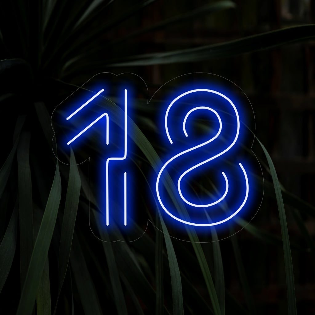"18th Birthday Neon Sign" er en levende og festlig tilføjelse, med nummer 18 i et livligt og sjovt design. Perfekt til at markere den særlige milepæl at fylde 18 år.