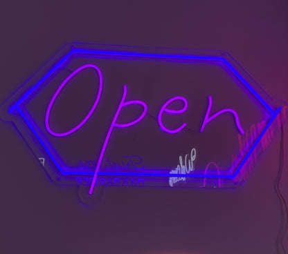 Open Neonowy znak