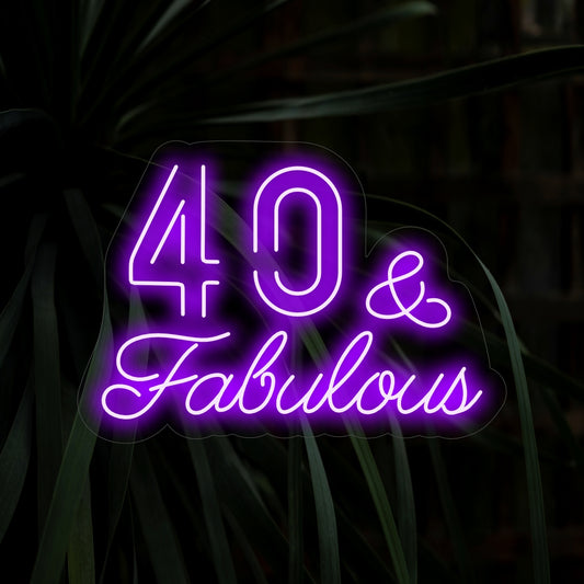 "40 & Fabulous Neon Sign" adds style to your celebration with chic fonts. Perfect for a fabulous 40th birthday bash.