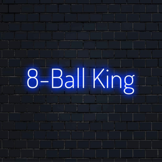 Custom LED neon sign of an 8-ball wearing a crown; perfect for unique neon wall decor or personalized neon light design.