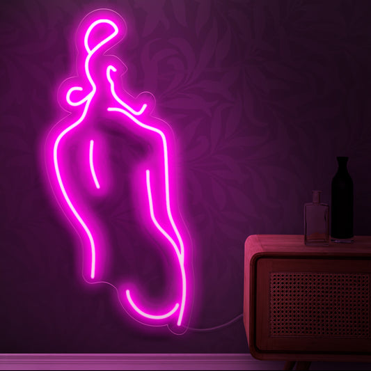 "Abstract Art Woman Silhouette Neon Sign" - A mesmerizing neon light showcasing the abstract silhouette of a woman, adding modern elegance to your decor.