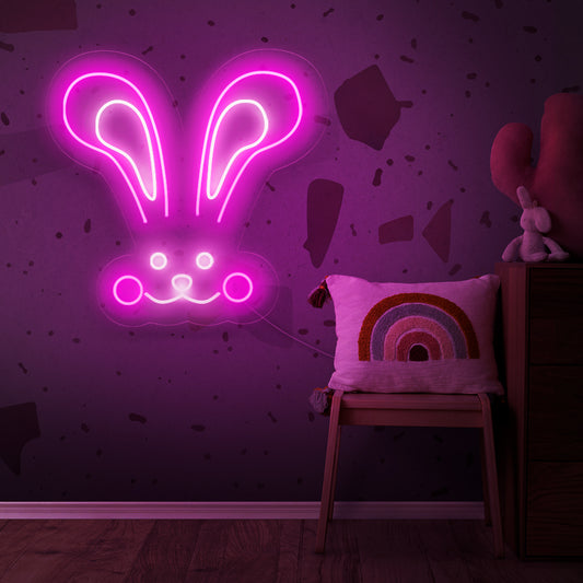 "Abstract Rabbit Bunny Neon Sign" - A playful neon light with an abstract depiction of a rabbit or bunny, infusing whimsy and modern charm into your living space.