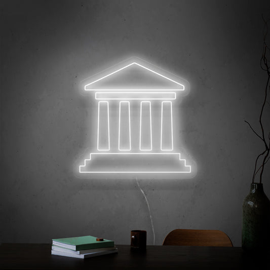 "Ancient Building Neon Sign" - A majestic neon light featuring the representation of an ancient building, infusing historical and artistic allure into your living space.