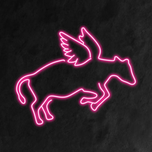 "Angel Cow Neon Sign" - A whimsical neon light featuring an adorable cow with angel wings, infusing humor and sweetness into your living space.