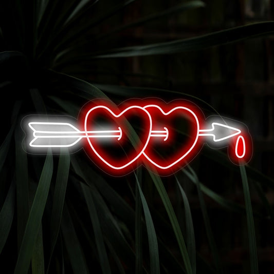 Arrowed Hearts Neon Sign - The Art Neon