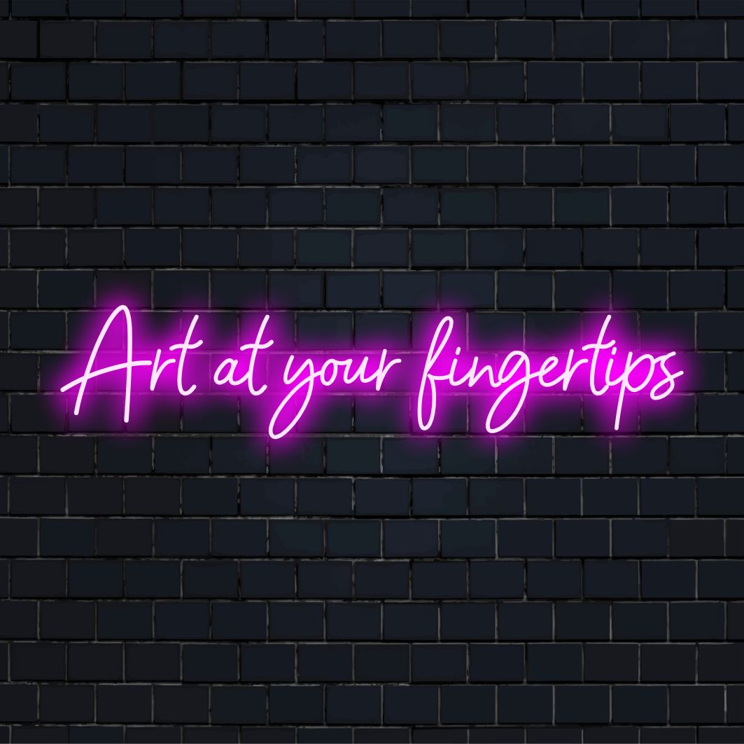 Helles und lebendiges, individuell angefertigtes LED-Neonschild, das individuelle Kunstfertigkeit zur Schau stellt; Art at Your Fingertips kreiert moderne Neonlicht-Dekoration.